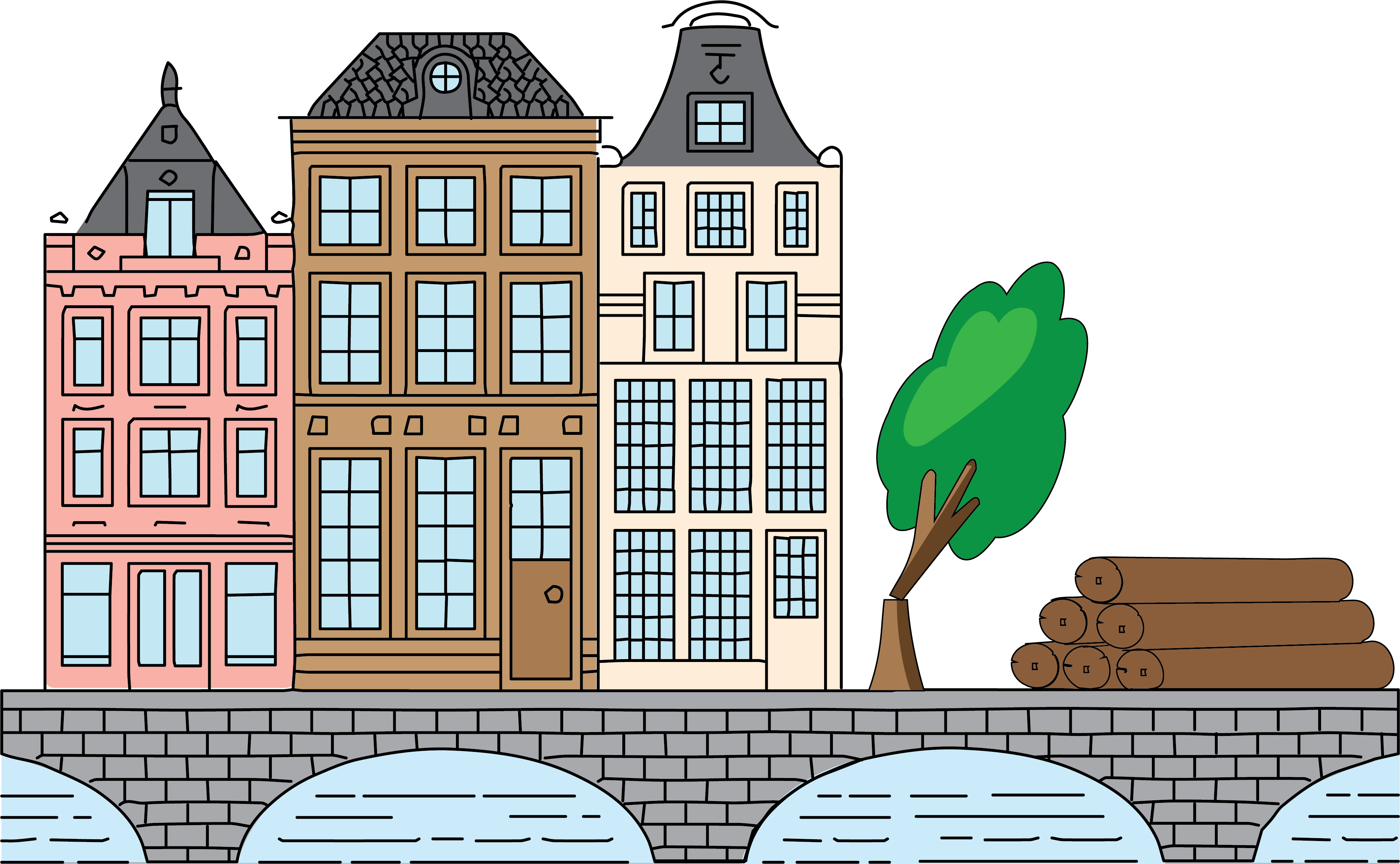 Illustratie Amsterdam gekapte bomen