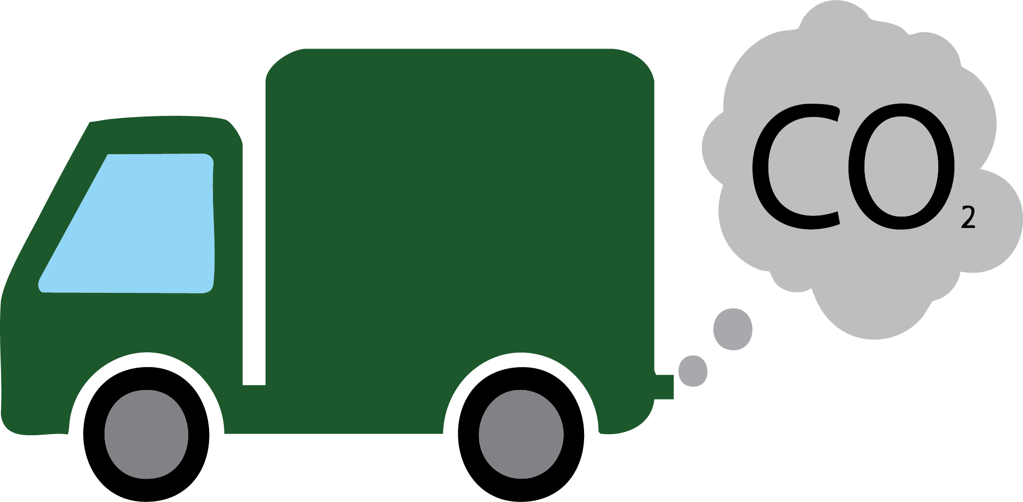 Illustratie CO2 uitstotende vrachtwagen